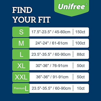 Unifree Disposable Underpad 100 Count, 24x24 Inch)