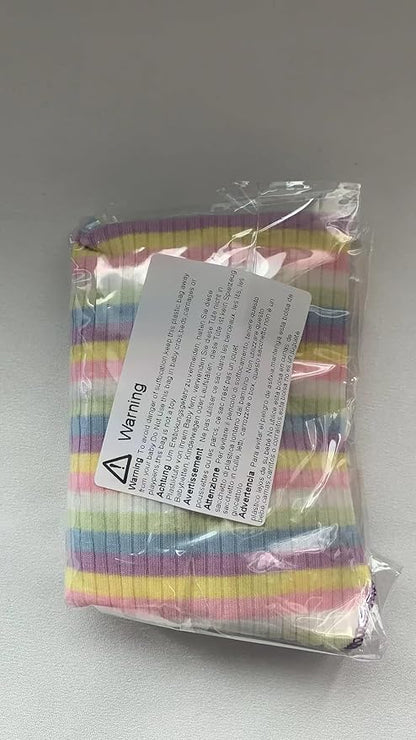 Small Medium Dog Clothes Rainbow Striped Dog Shirts Stretchable Long Sleeve Cat T-Shirt Pet Outfits for Chihuahua Yorkie Teddy (Purple Edge