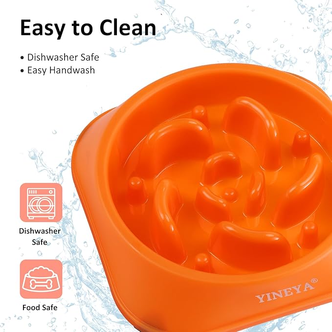 2Pcs Slow Feeder Dog Bowl Large Breed, Dog Slow Feeder Bowl, Dog Food Bowl Slow Feeder, Dog Bowl Slow Feeder, Dog Bowl That Slow Down Eating, Dog Puzzle Feeder, Slow Eating Dog Bowl Pink&Orange