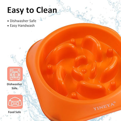 2Pcs Slow Feeder Dog Bowl Large Breed, Dog Slow Feeder Bowl, Dog Food Bowl Slow Feeder, Dog Bowl Slow Feeder, Dog Bowl That Slow Down Eating, Dog Puzzle Feeder, Slow Eating Dog Bowl Pink&Orange