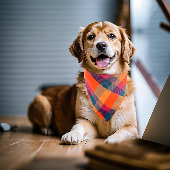 10PCS Dog Bandanas Plaid for Medium Breed Kerchief Washable Triangle Bibs Head Scarves Scarfs for Boys and Girls Grooming Accessories