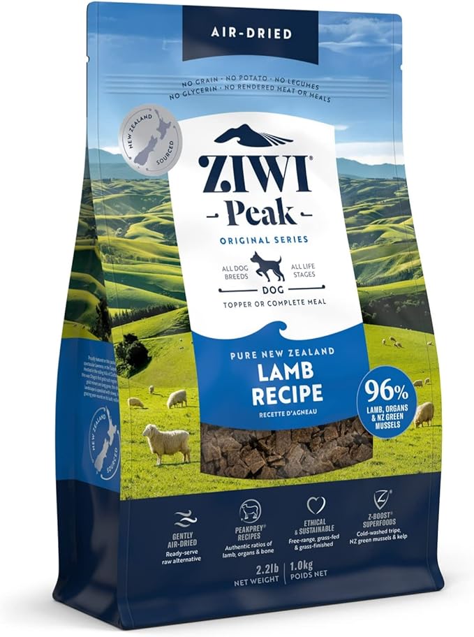 ZIWI Peak Air-Dried Dog Food – All Natural, High Protein, Grain Free and Limited Ingredient with Superfoods (Lamb, 2.2 lb)