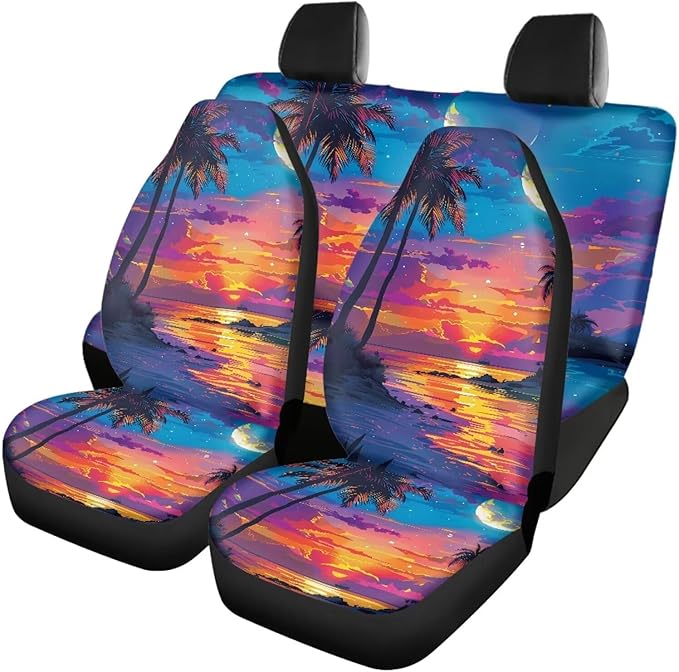 Sunset Palm Car Seat Covers Full Set 4pcs
