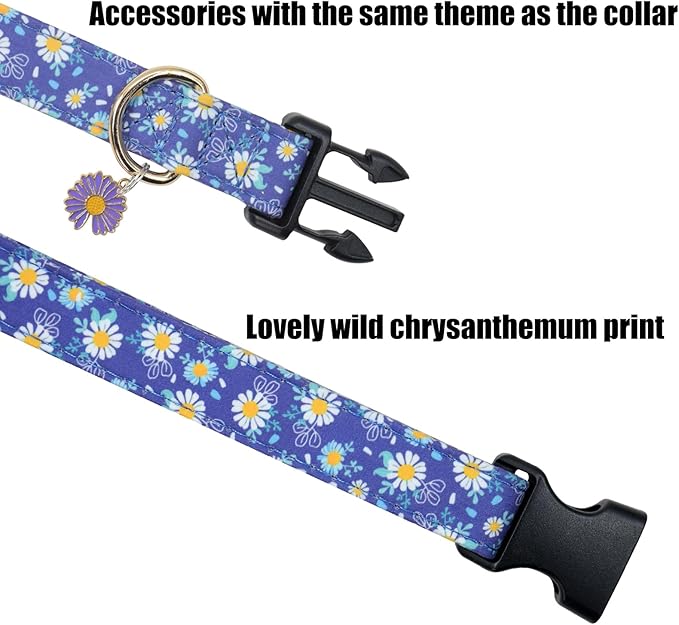 Flower Patterns Dog Collar with Accessories
