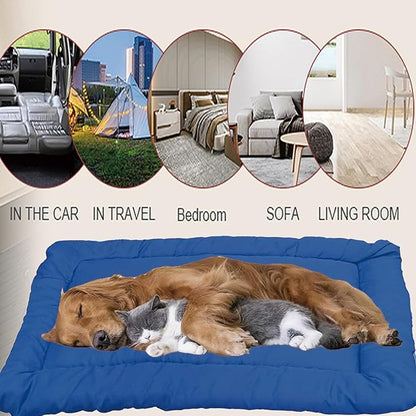 Outdoor Travel Dog Bed Waterproof Anti-Slip 1600D Nylon Cage,Blue,36"x25"