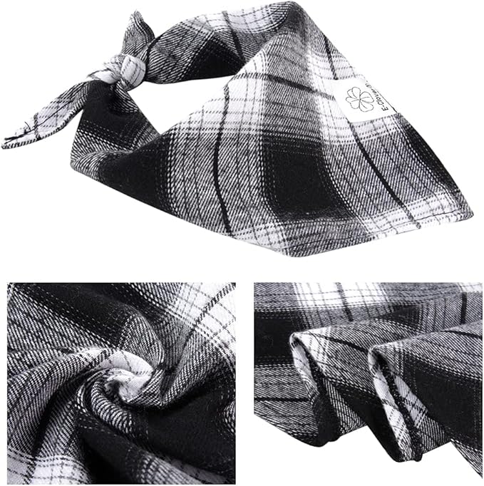 E-Clover Dog Bandanas & Matching Scrunchie Set Plaid