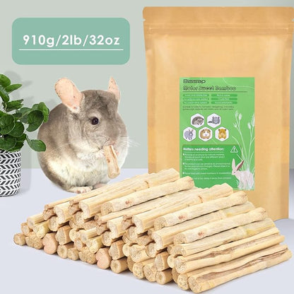 Bissap 910g/2Ib Sweet Bamboo Chew Sticks for Rabbits, Bunny Molar Treats Snack for Small Animals Hamsters Chinchillas Guinea Pigs Squirrels Natural Teeth Grinding Toys