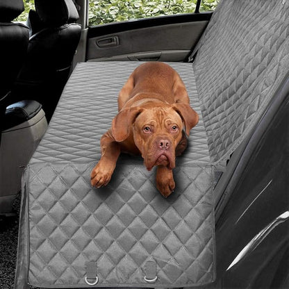 Honest Luxury Quilted Dog Car Seat Covers with Side Flap Pet Backseat Cover for Cars (X-Large(61''Wx64''L), Gray)