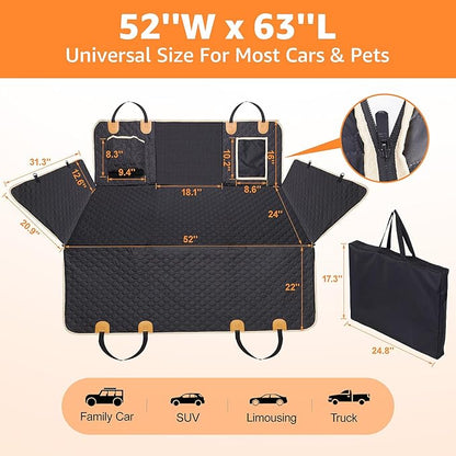 LOOBANI Hard Bottom Car Seat Cover for Dogs: Back Seat Extender for Dogs