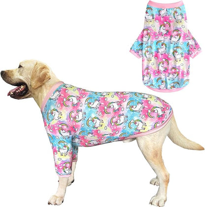 Dog Colorful Unicorn T Shirts Rainbow Pattern Printed Pet Shirt Softable Pajamas for Large Dog (XL,Colorful)