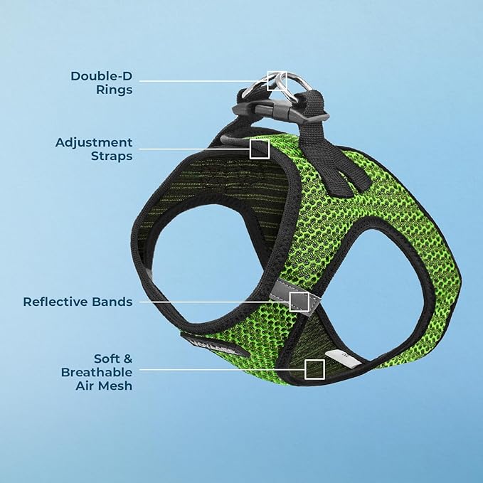 Voyager Step-in Air Dog Harness - All Weather Mesh Step in Vest Harness for Small and Medium Dogs and Cats by Best Pet Supplies - Harness (Lime Green 2-Tone), S (Chest: 14.5-16")