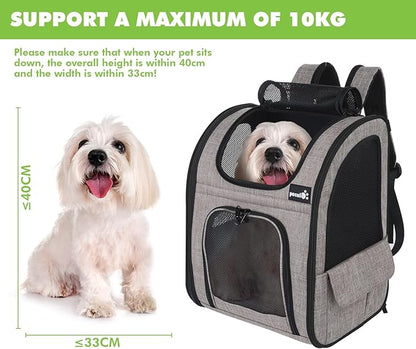 Pecute Pet Carrier Backpack, Dog Carrier Backpack, Expandable with Breathable Mesh for Small Dogs Cats Puppies, Pet Backpack Bag for Hiking Travel Camping Outdoor Hold Pets Up to 18 Lbs Khaki