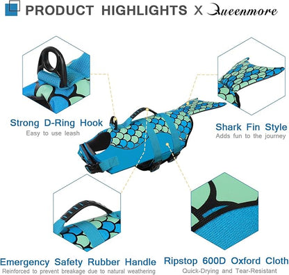 Queenmore Mermaid Dog Life Jacket