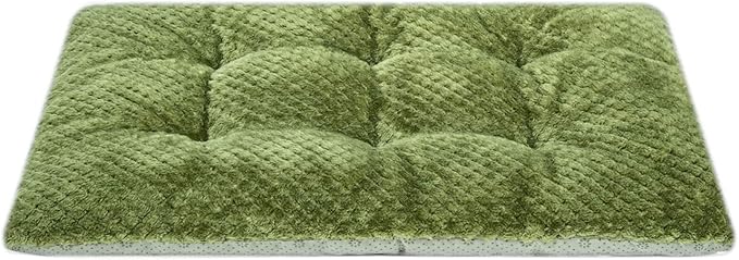 WONDER MIRACLE Fuzzy Deluxe Pet Beds, Super Plush Dog or Cat Beds Ideal for Dog Crates, Machine Wash & Dryer Friendly (15" x 23", S-Olive Green)