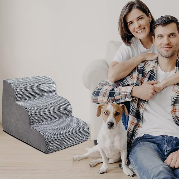Chic Threads Dog Stairs for Small Dogs 3-Step Dog