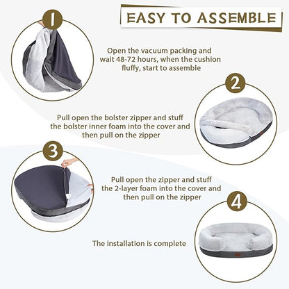 pettycare Orthopedic Dog Bed for Medium Dogs with Memory Foam 30” Grey