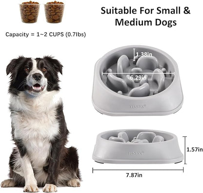 2Pcs Slow Feeder Dog Bowls Large Breed, Dog Slow Feeder Bowl, Dog Food Bowl Slow Feeder, Dog Bowl Slow Feeder, Dog Bowl That Slow Down Eating, Dog Puzzle Feeder, Slow Eating Dog Bowl Black&Grey