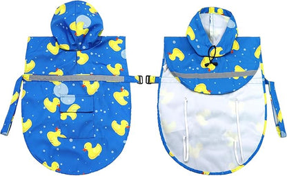 NACOCO Large Dog Raincoat Adjustable-Pet Rubber Ducks Yellow Water Proof Clothes Lightweight Rain Jacket Poncho Hoodies with Strip Reflective Blue (Blue XXL