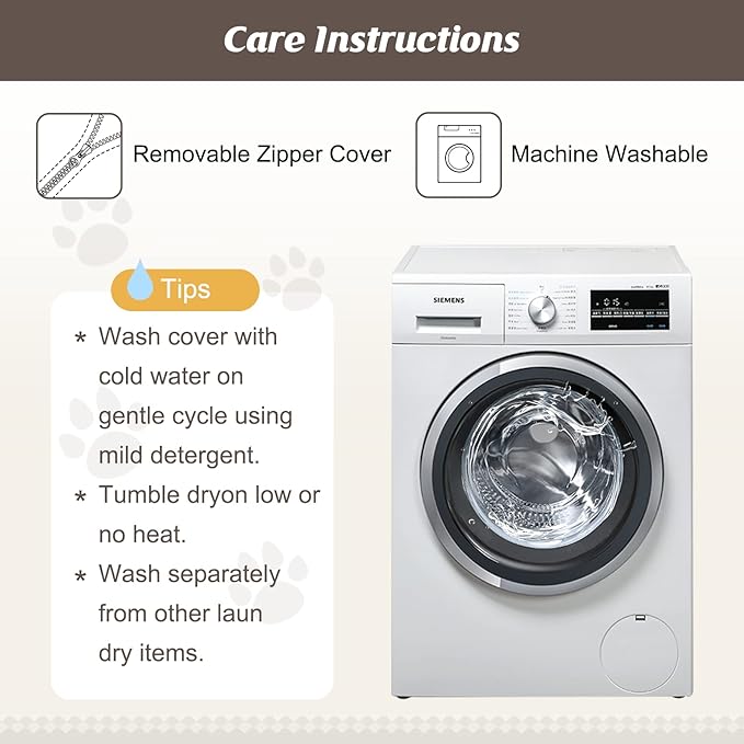 Syalife Shaggy Plush Calming Dog Couch Bed Pet Protector Cover(35"x31"x5", Grey/White)