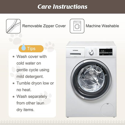 Syalife Shaggy Plush Calming Dog Couch Bed Pet Protector Cover(35"x31"x5", Moka/White)