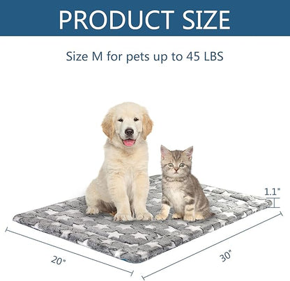 KROSER Fancy Dog Crate Pad Dog Bed Mat Reversible (Cool & Warm)