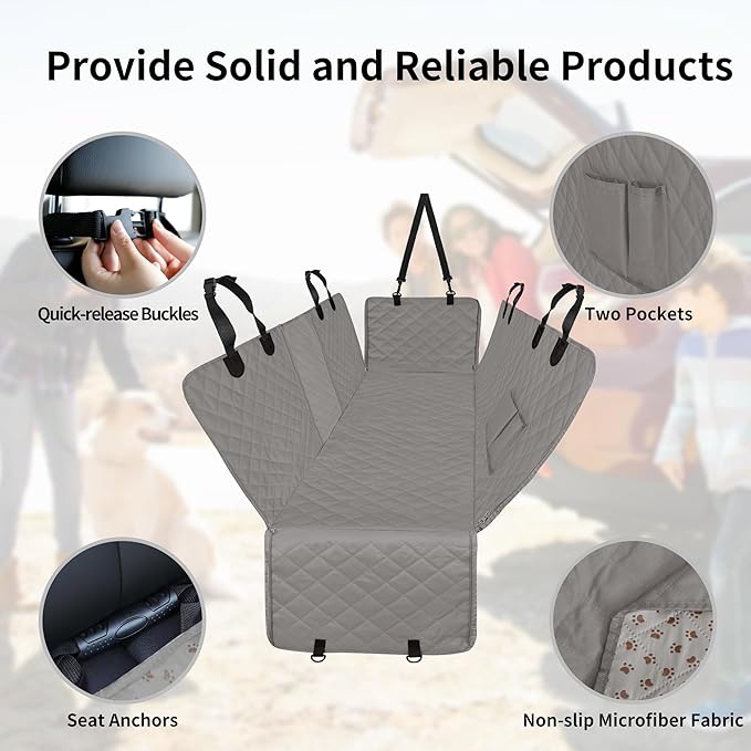 Easy-Going Waterproof Dog Car Seat Cover (53"x59", Grey)