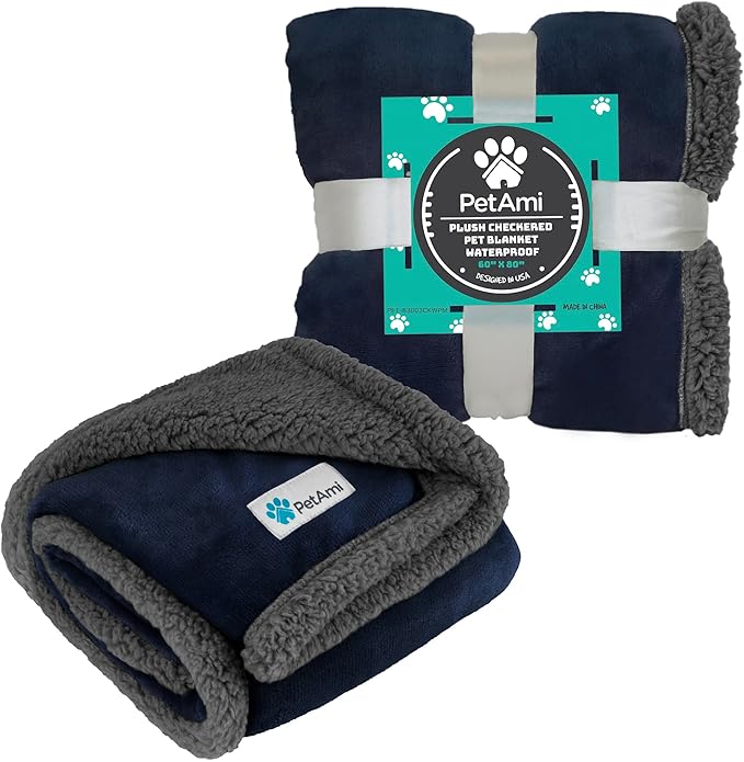 PetAmi WATERPROOF Dog Blanket for Bed 80x60 Navy