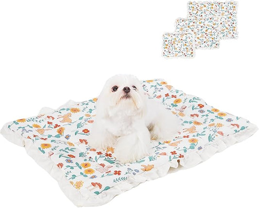 Floral Dog Dog Bed Mat Plush Kennel Pad