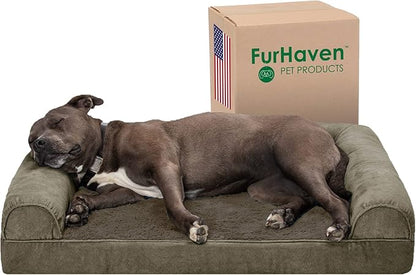 Furhaven Orthopedic Dog Bed for Large/Medium Dogs w/ Removable Bolsters & Washable Cover 55 lbs