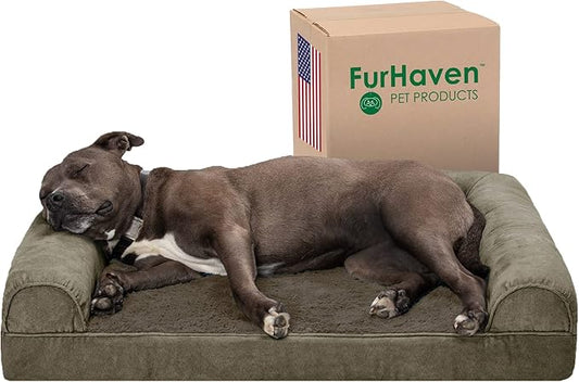 Furhaven Orthopedic Dog Bed for Large/Medium Dogs w/ Removable Bolsters & Washable Cover 55 lbs