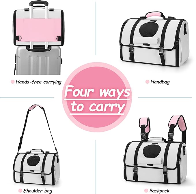 Mile High Life | Outdoor Travel Pet Carrier | Hiking Outdoor Dog Carrier Backpack | Collapsible Dog Carrier for Small Medium Dogs | Cat Crates w Breathable Mesh with Soft-Sided (Pink)