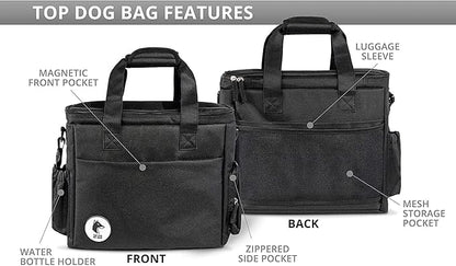 Black Dog Travel Bag for Supplies - Includes Travel Bag, Travel Dog Bowls, Food Storage - Airline Approved Dog Bags for Traveling - Dog Travel Accessories for Camping, Beach