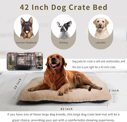 Plush Dog Beds for Large Dogs for 42 Inch Dog Crate Bed 42x28,Khaki Dog