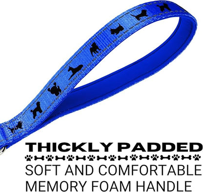 EcoBark Dog Leash - 4 FT / 5 FT / 6 FT Reflective Dog Leash- Eco-Bright Dog Leashes with Padded Handle - Strong Heavy Duty Dog Leash - Nylon Dog Leash for Small and Medium Dogs (Royal Blue Dog Leash)