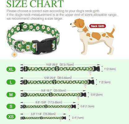BiPawTi Green Dog Collars with Flower Floral