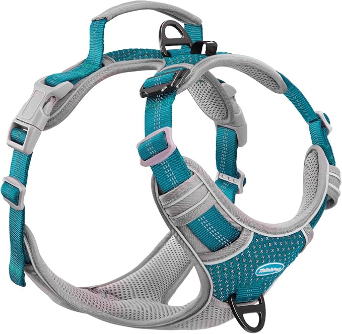 ThinkPet No Pull Harness Breathable Sport Harness with Handle-Dog Harnesses Reflective Adjustable for Medium Large Dogs,Back/Front Clip for Easy Control