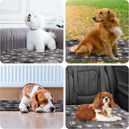 Waterproof Pet Blanket Dog Blankets, Pattern Printing Super Soft Warm Fluffy Facecloth Sofa Car Bed Protector, Urine Proof Washable Pet Blanket for Puppy Large Dogs & Cats(Dog paw130cm*153cm)