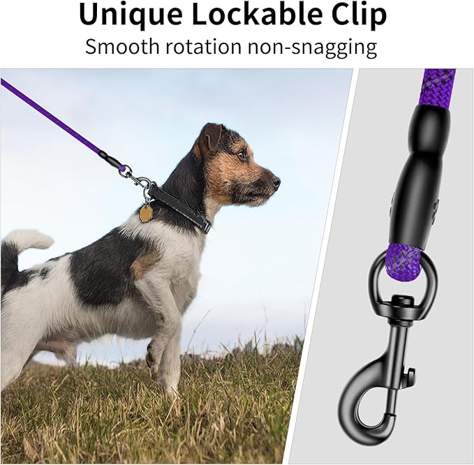 Heavy Duty Dog Leash for Large Medium Small Breed Dogs Handle,4/5/6 FT Holder,Purple,1/2 inch