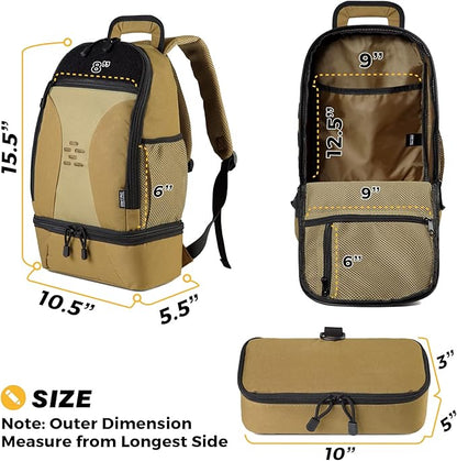 DBTAC Tactical Pet Travel Bag Small | Compact Pet Supplies Backpack for Small Dogs Cats Road Trip Outdoor Travel w/Insulated Pocket & 1x Lined Food Carrier, Tan