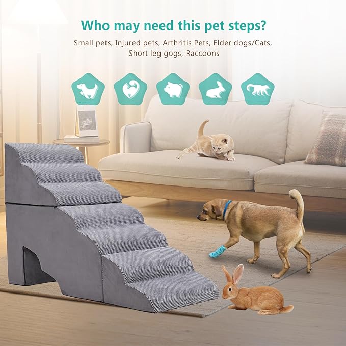 Dog Stairs for Small Dogs High Beds 32-36" H Grey/34 H