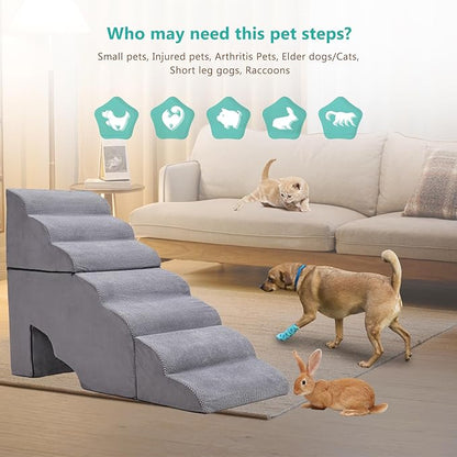 Dog Stairs for Small Dogs High Beds 32-36" H Grey/34 H