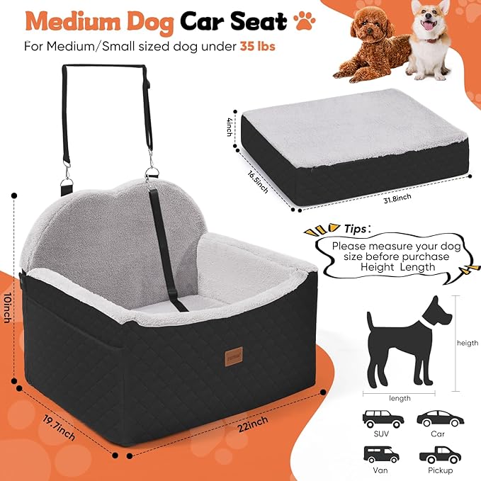 Dog Car Seat for Small Medium Dogs Under 35 lbs