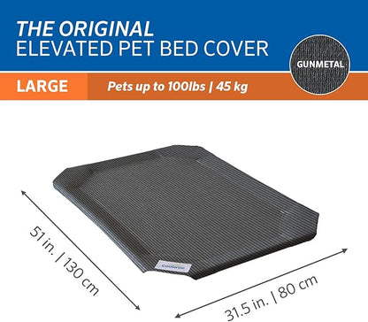 Coolaroo The Original Elevated Pet Bed Replacement Cover, Large Gunmetal , 51"L x 51"W x 0.3"Th