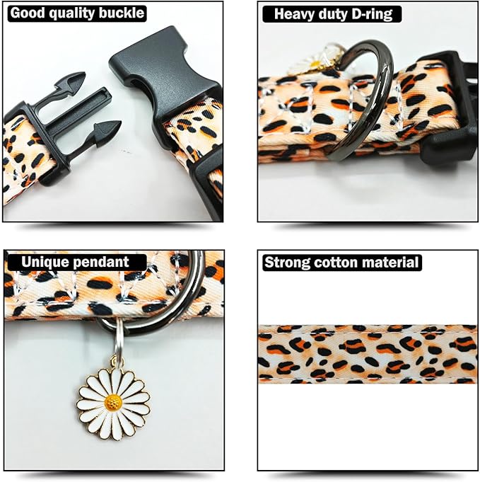 Leopard Patterns Dog Collar with Pendant