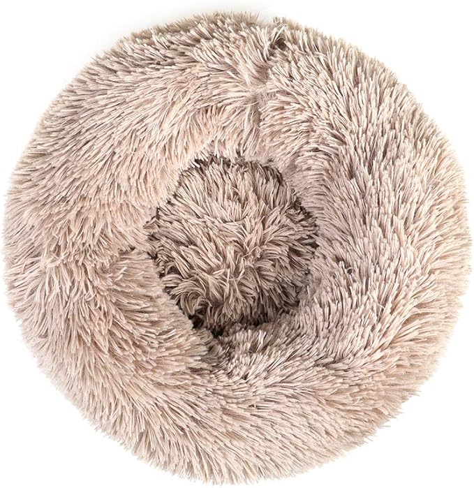 otoez Round Donut Dog Bed for Large Dogs (39.3", Taupe)