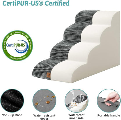 Dog Stairs for Medium Bed 20" H 15.7x28.3x19.7in, Dark 4 Tiers