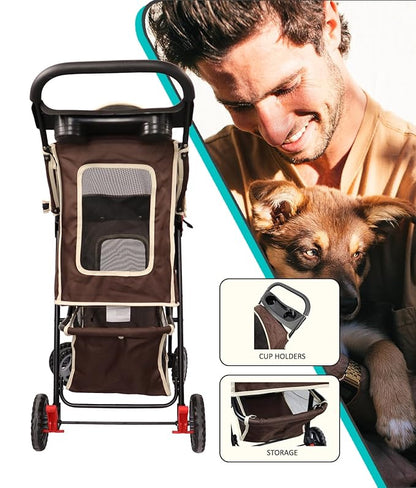 AmorosO 4 Wheels Pet Convenient Stroller