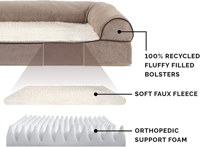 Furhaven Orthopedic Dog Bed for Large Dogs w/ Removable Bolsters & Washable Cover 95 lbs