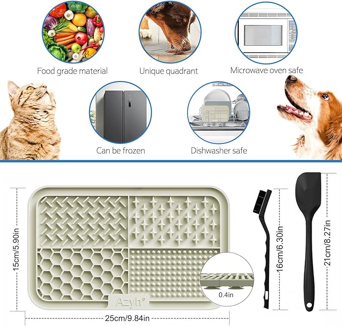 Licking Mat for Dogs & Cats 2 Pack, Slow Feeder Lick Pat for Large Dogs and Puppies, Anxiety Relief Dog Toys Feeding Mat for Butter Yogurt Peanut, Pets Bathing Grooming Training Mat (9.9'' × 6'')