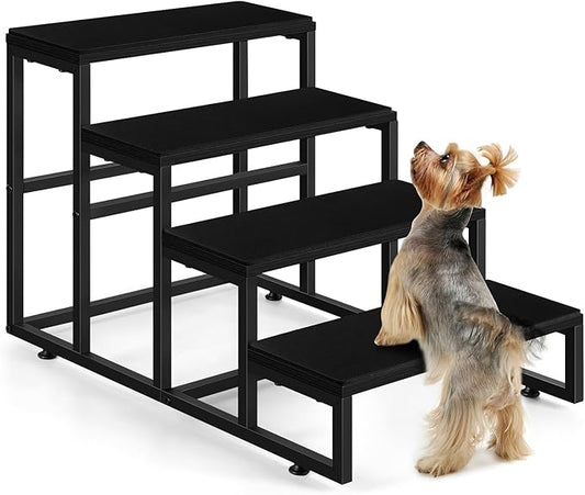 Dog Stairs for Couch Black Dog Steps Ramp for Small Medium Large Dogs 4 Tier Pet Stairs Steps with for Puppy